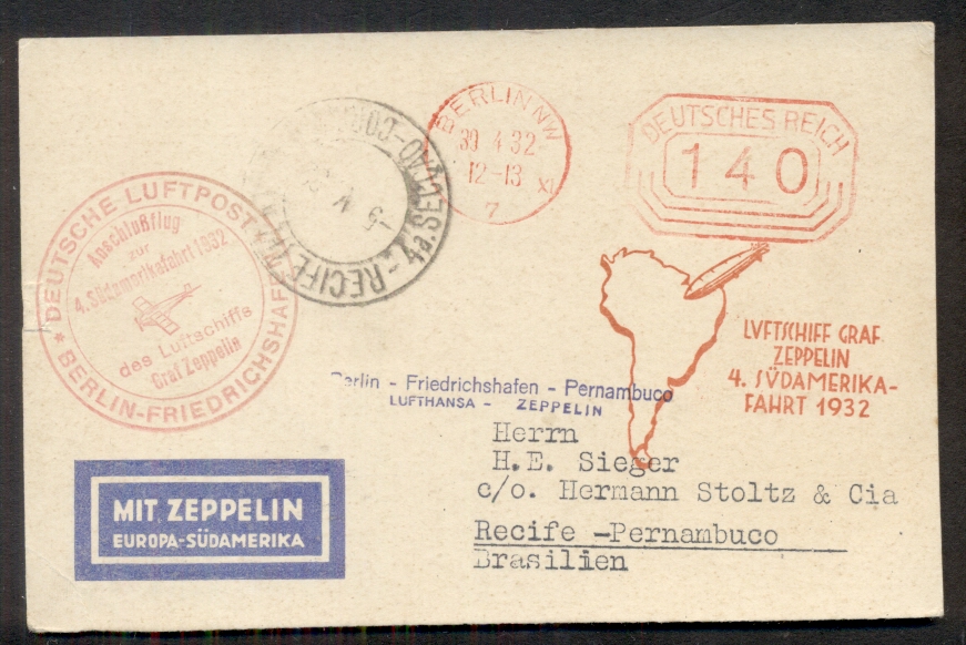 GERMANY 1912 ZEPPELIN SCHWARBEN FLIGHT POSTCARD WITH SPECIAL MAINZ  HANDSTAMP