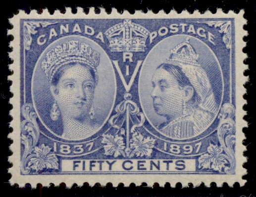 CANADA #60 50¢ ultra, og, NH, light corner crease LL and gum bend 