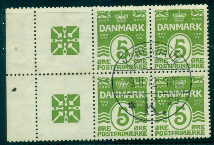 DENMARK (RE52) 5ore green, LOGO, 6 Block, used, VF  