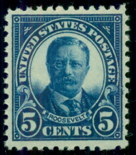 US #557 5¢ dark blue, og, NH, XF, Scott $40.00  