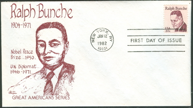 DR RALPH BUNCHE NOBEL PEACE PRIZE FDC BAZAAR CACHET  