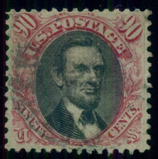 US #122 90¢ Lincoln, used w/light cancel, repaired but scarce 